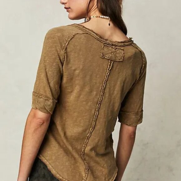 Free People We The Free Like No Other Tee Top Scoop Neck Green XL - Picture 4 of 9